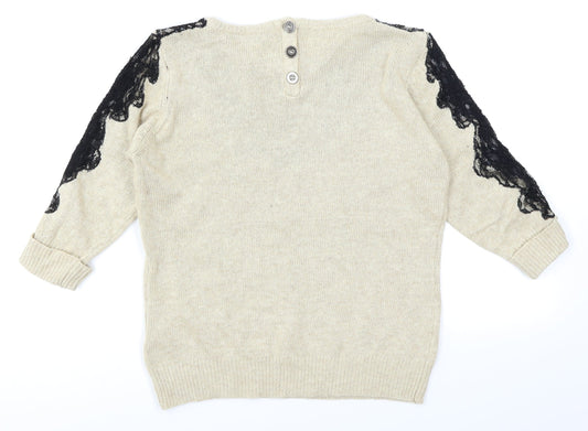 Miso Womens Beige Pullover Jumper Size 8 - Lace