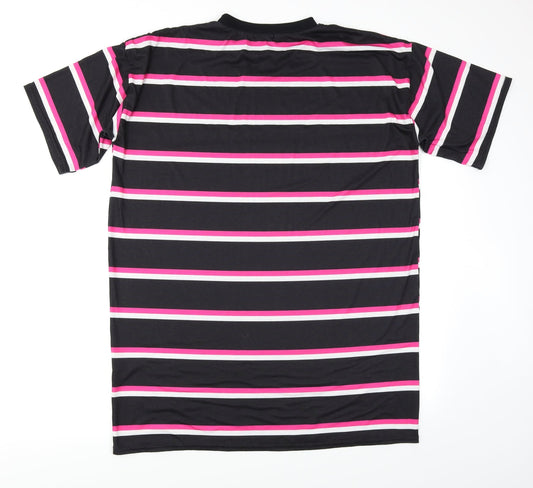 I SAW IT FIRST Womens Black Striped T-Shirt Dress Size 8