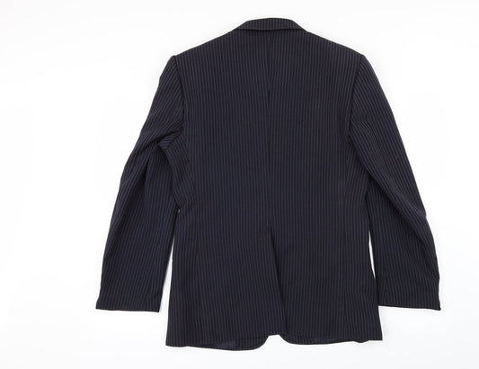 Rex Trueform Mens Blue Striped Jacket Suit Jacket Size 40