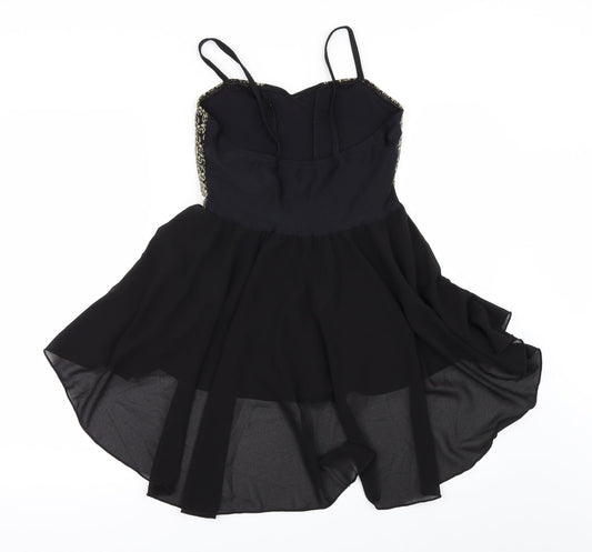Danse Dezines Girls Black Bodysuit One-Piece Size M - dancewear
