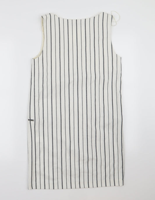 Zara Womens White Striped Pinafore/Dungaree Dress Size XS