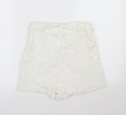 the fashion bible Womens White Paperbag Shorts Size 8