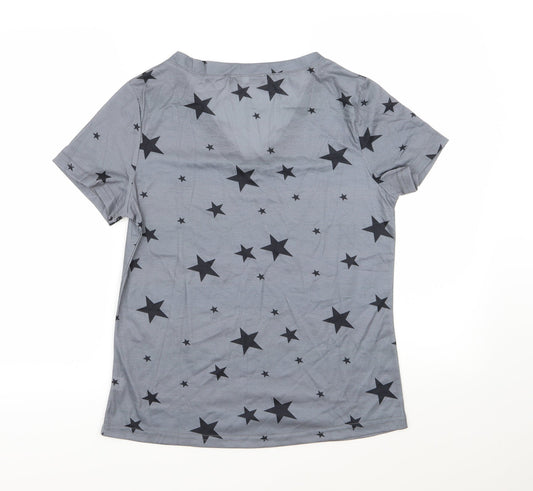 Yoins Womens Grey Basic T-Shirt Size S - Star Print