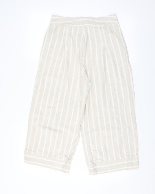 commoners Womens Beige Striped Cropped Trousers Size 10 L20 in