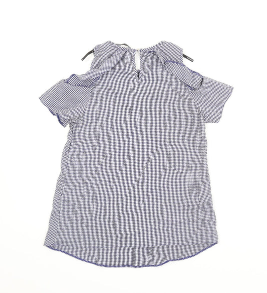 Dorothy Perkins Womens Blue Check Basic Blouse Size 8