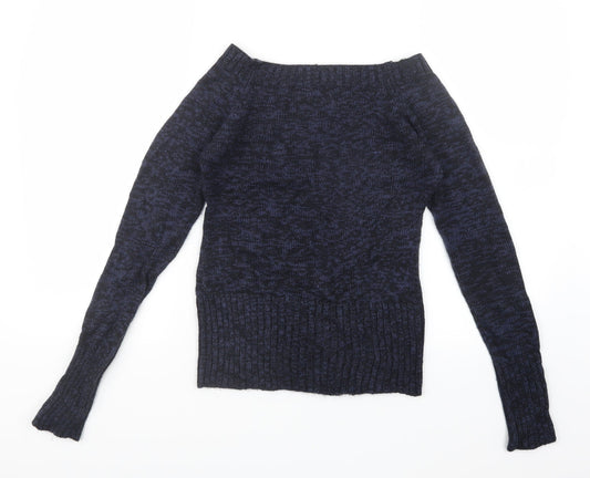 INSIDE Womens Blue Knit Pullover Jumper Size S