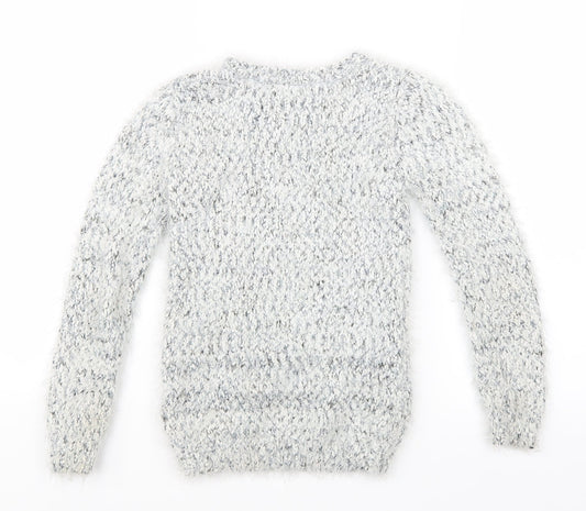 Young Dimension Girls White Knit Pullover Jumper Size 9-10 Years