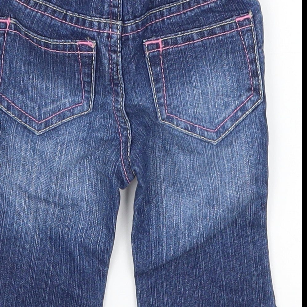 Mothercare Girls Blue Denim Capri Jeans Size 3-6 Months - Pink Waistband