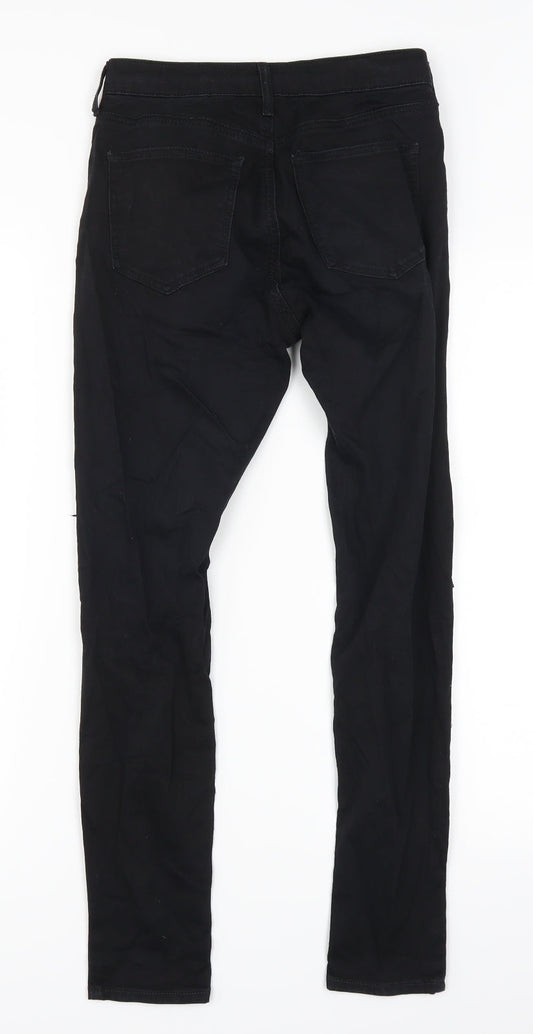 Topshop Womens Black Denim Skinny Jeans Size 26 in L26 in - Heavily Distressed