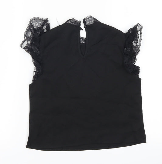 SheIn Girls Black Basic T-Shirt Size 8 Years - Lace Detail