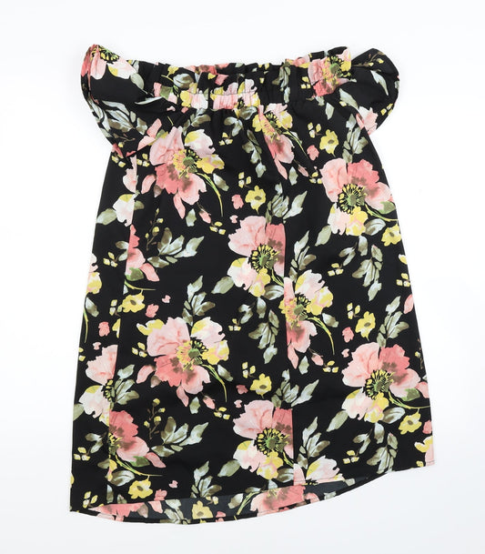Primark Womens Black Floral A-Line Size 10