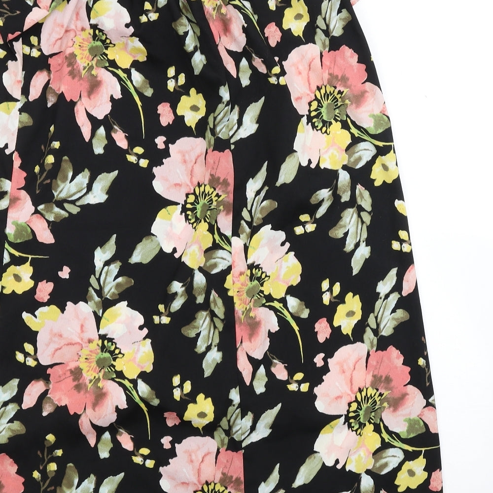 Primark Womens Black Floral A-Line Size 10