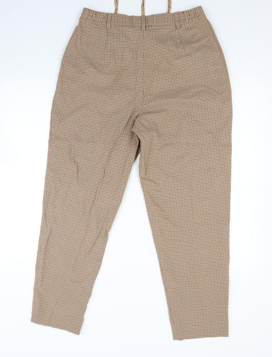 Collection Womens Brown Check Trousers Size 28 in L25 in