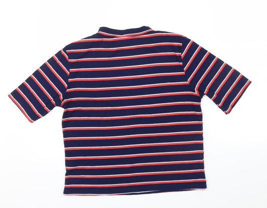 Divided Womens Blue Striped Basic T-Shirt Size L