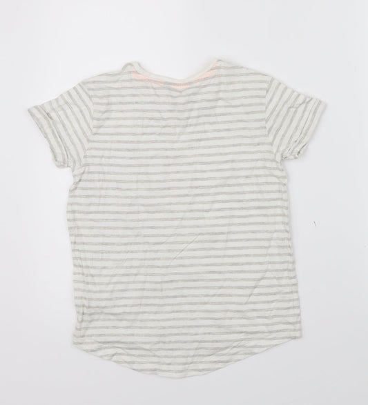George Boys Beige Striped Basic T-Shirt Size 8-9 Years