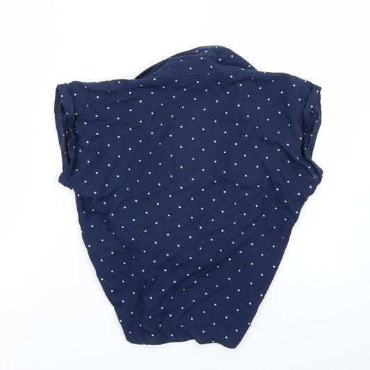 Dizzy lizzy Womens Blue Polka Dot Basic Button-Up Size S