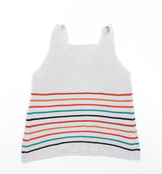 Preworn Womens Grey Striped Basic Tank Size M