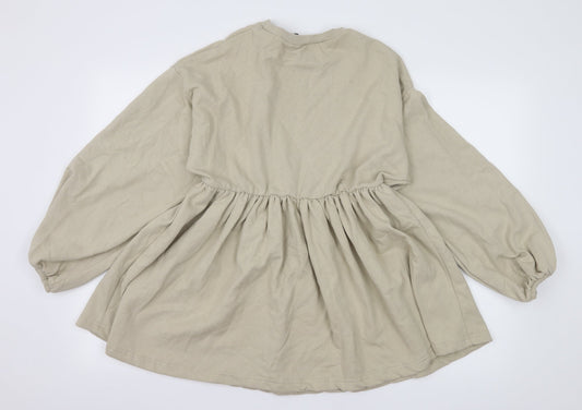 Boohoo Womens Beige Jersey Skater Dress Size 4