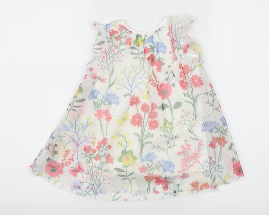 St Bernard Girls White Floral Mesh A-Line Size 9-12 Months