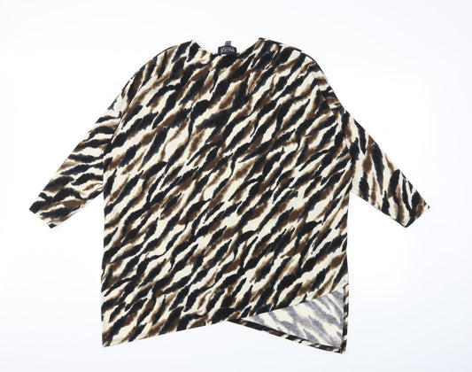 Saloos Womens Beige Animal Print Basic Blouse Size 12