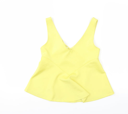 aikha Womens Yellow Basic Blouse Size S