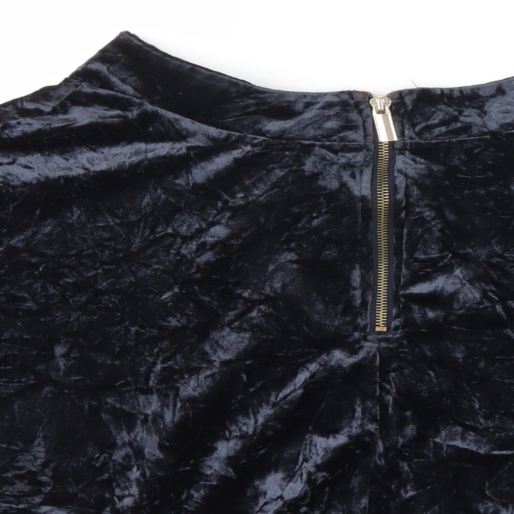 Preworn Womens Blue Velour Flare Skirt Size 8