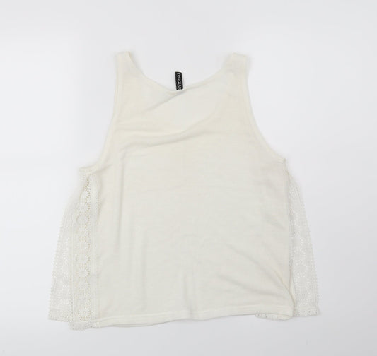 H&M Womens White Floral Basic Blouse Size S