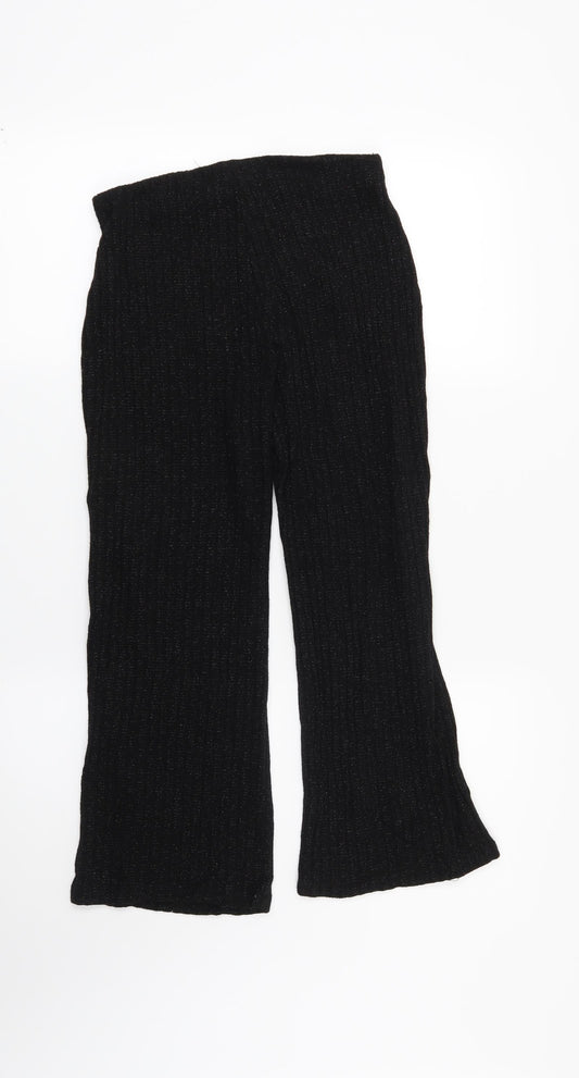 Zara Womens Black Striped Trousers Size S L22 in
