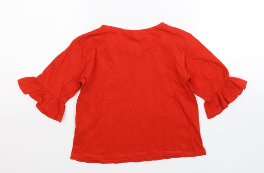 H&M Girls Orange Basic T-Shirt Size 7-8 Years
