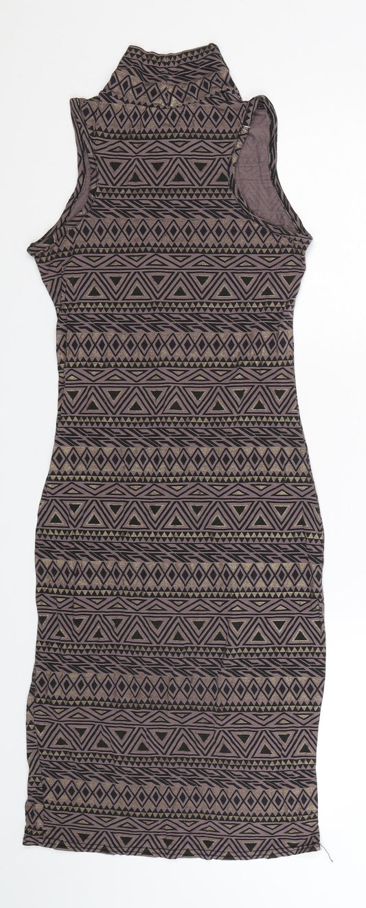 Club L Womens Grey Geometric Bodycon Size 8