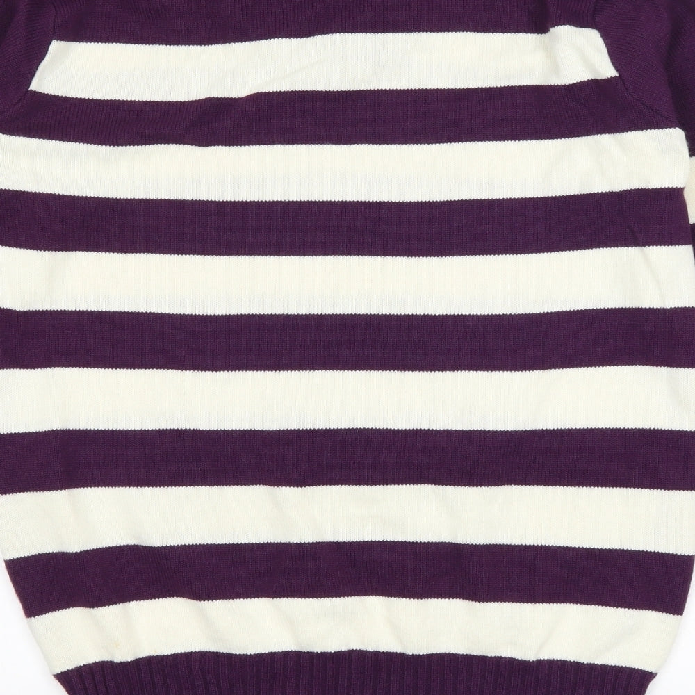 Ellie Louise Womens Purple Striped Pullover Jumper Size L