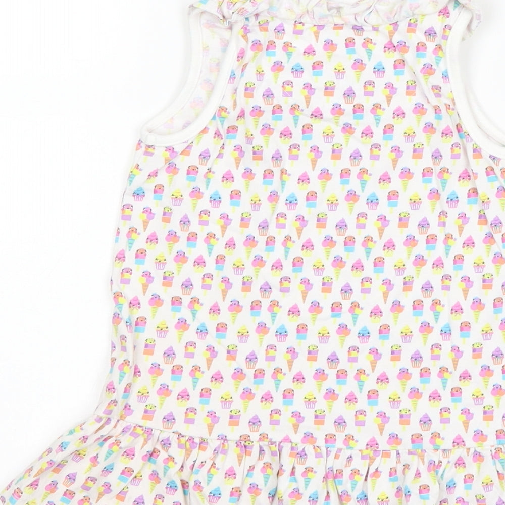 Brand and care label for Tu girls’ white tank dress, size 12-18, months - ice cream