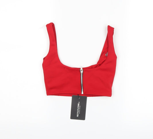 PRETTYLITTLETHING Womens Black Cropped Tank Size 4 - Bralette
