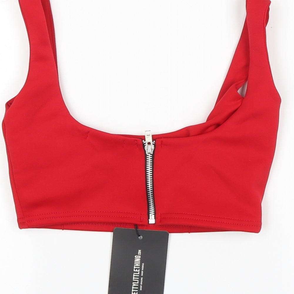 PRETTYLITTLETHING Womens Black Cropped Tank Size 4 - Bralette