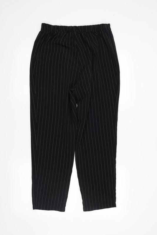 H&M Womens Black Striped Trousers Size 10 L25 in