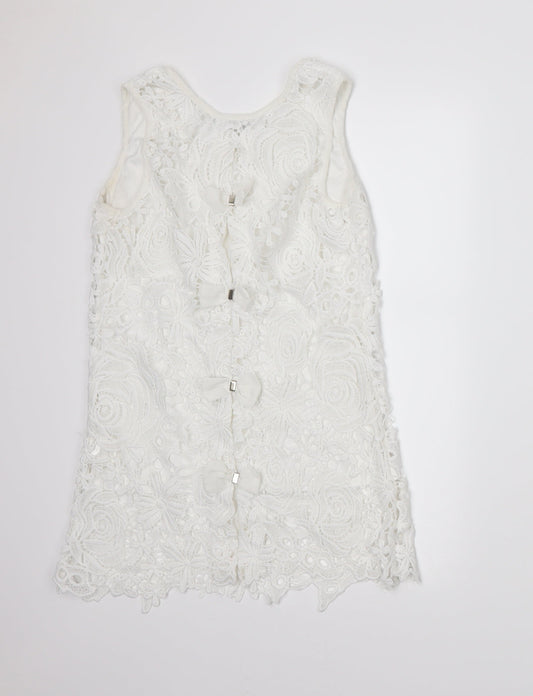 Quiz Womens Ivory Floral Basic Tank Size 8