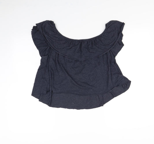 Topshop Womens Blue Cropped T-Shirt Size 16