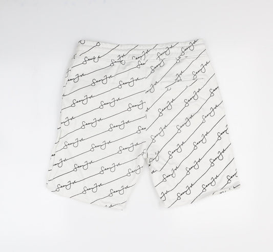 Mennace Womens White Spotted Sweat Shorts Size M