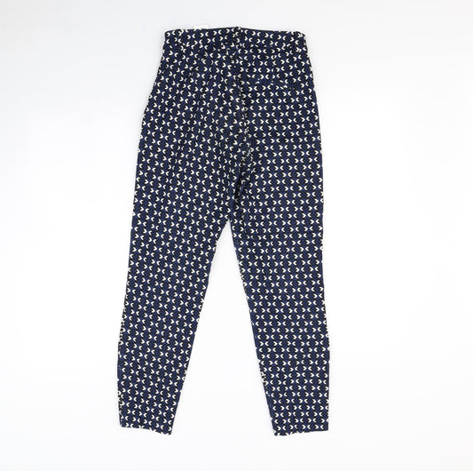 H&M Womens Blue Geometric Straight Jeans Size 6 L28 in