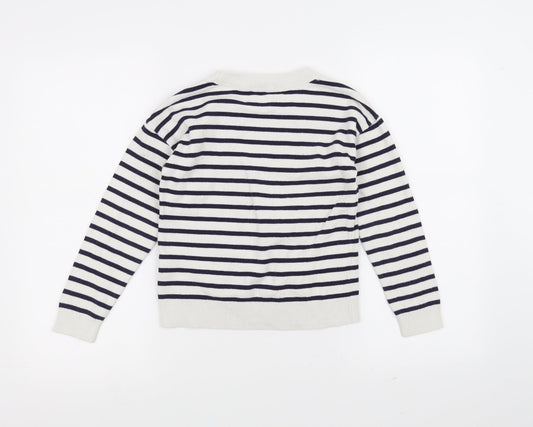 Gap Girls White Striped Pullover Jumper Size M