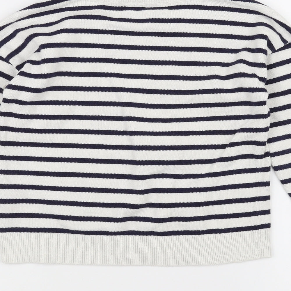 Gap Girls White Striped Pullover Jumper Size M
