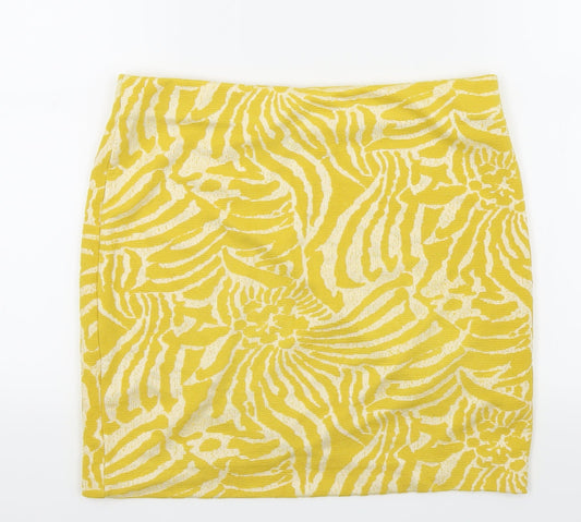 H&M Womens Yellow Geometric A-Line Skirt Size M