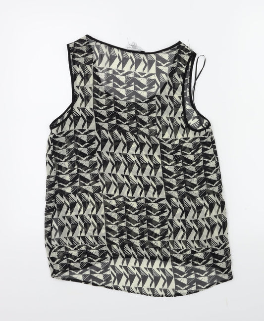 New Look Womens Black Geometric Basic Tank Size 8