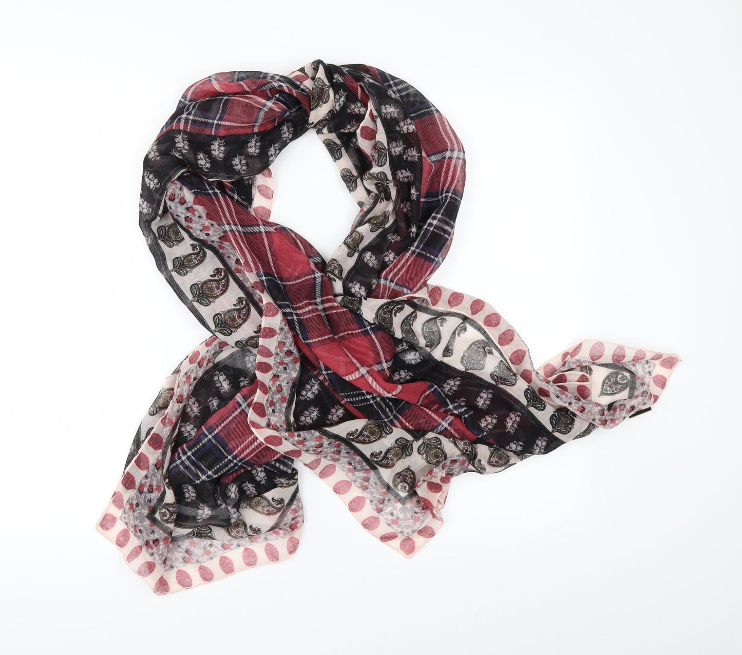 Preworn Womens Red Geometric Scarf