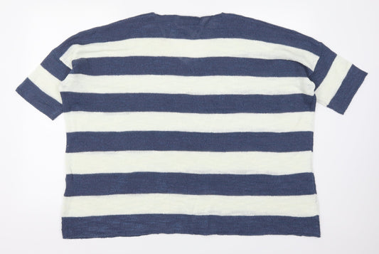 Capri Womens Blue Striped Pullover Jumper Size M