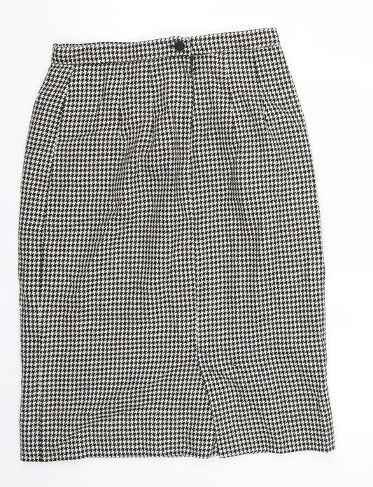 Preworn Womens Grey Houndstooth Straight & Pencil Skirt Size 28 in - Black and White