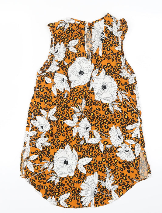 Papaya Womens Orange Animal Print Basic Tank Size 8 - Floral