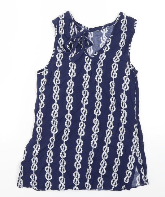 Papaya Womens Blue Geometric Basic Tank Size 8 - Chain Print