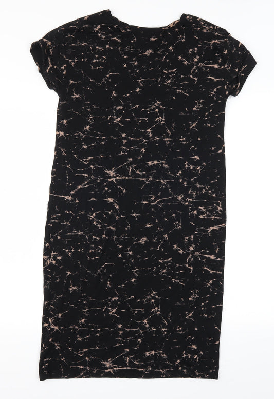 River Island Womens Black Geometric Slip Dress Size 10 - Marble Effect