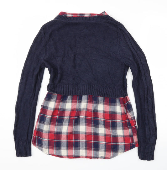 Papaya Womens Blue Check Pullover Jumper Size 12